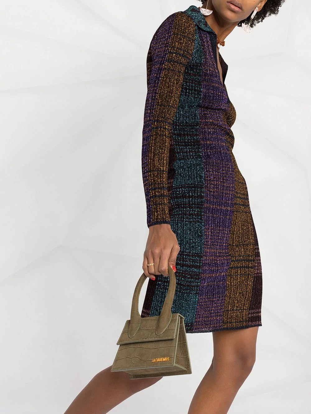 colour-block knitted midi dress - 5