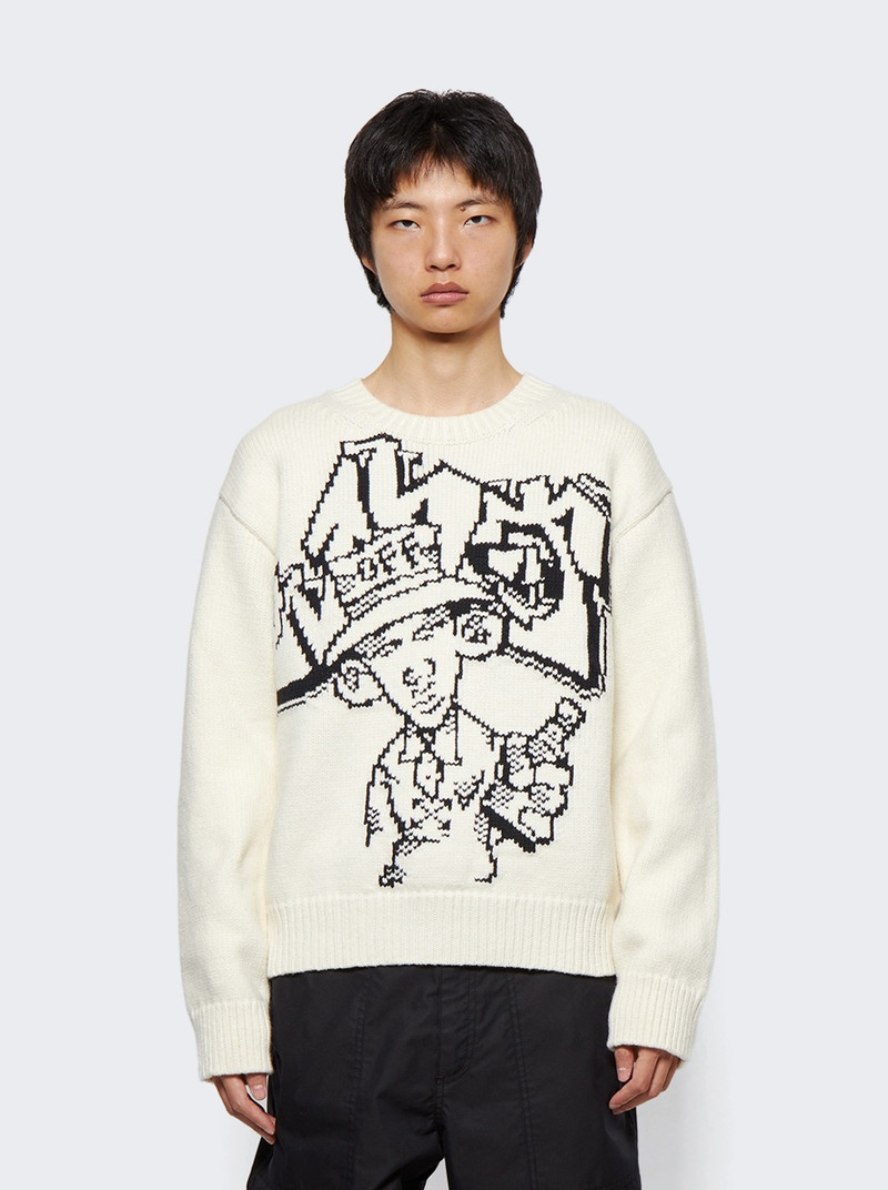 Graffiti Chunky Knit Crewneck Sweater Off White 3