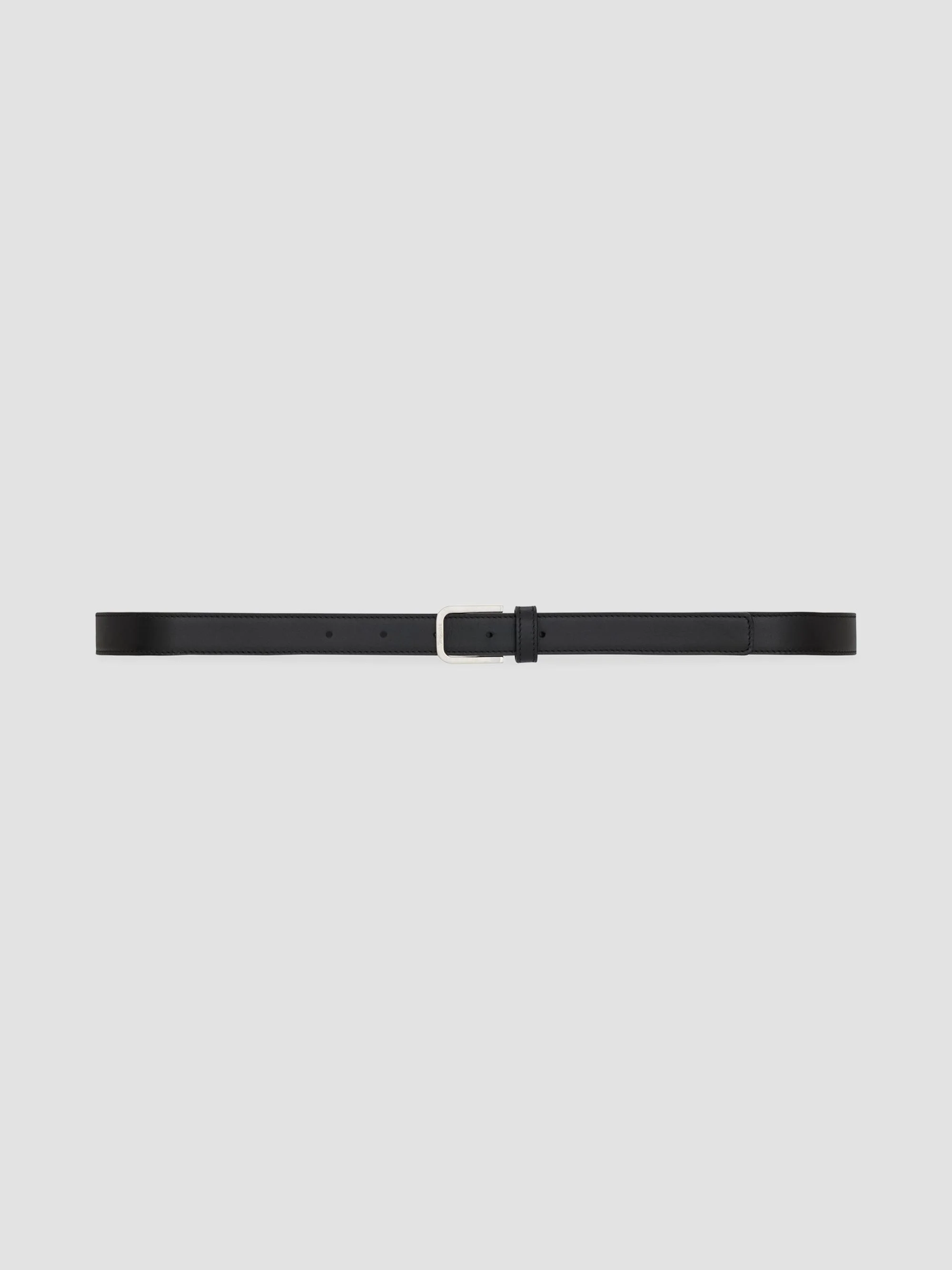 Men's Minimal Thin Belt in Smooth Leather - Black - 1