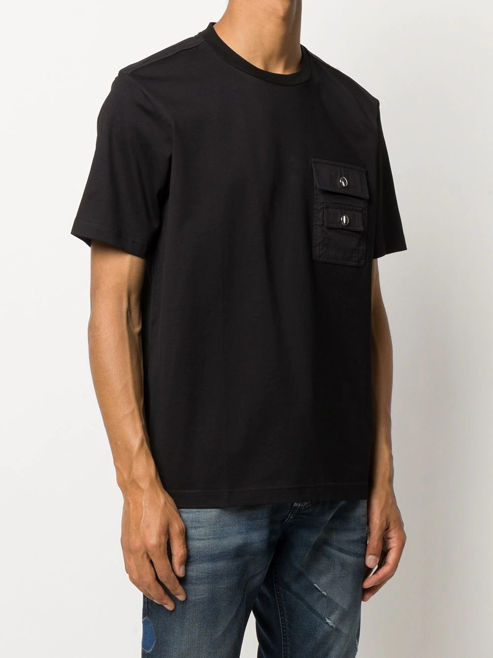 contrasting-detail short-sleeved T-shirt - 3