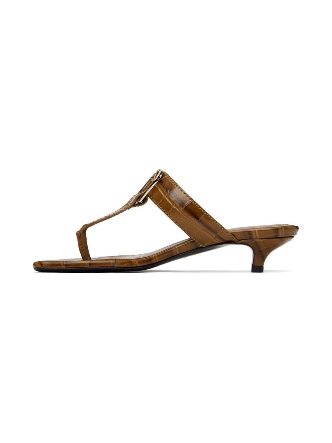 Tan 'The Belted Croco' Heeled Sandals - 3
