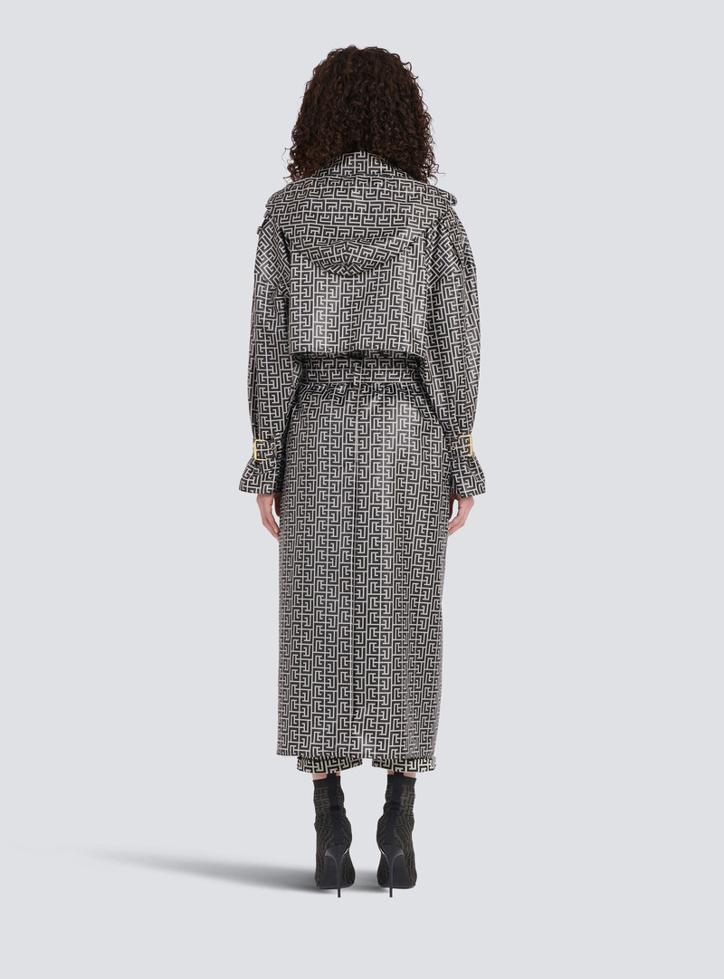 Balmain print monogram trench coat 5