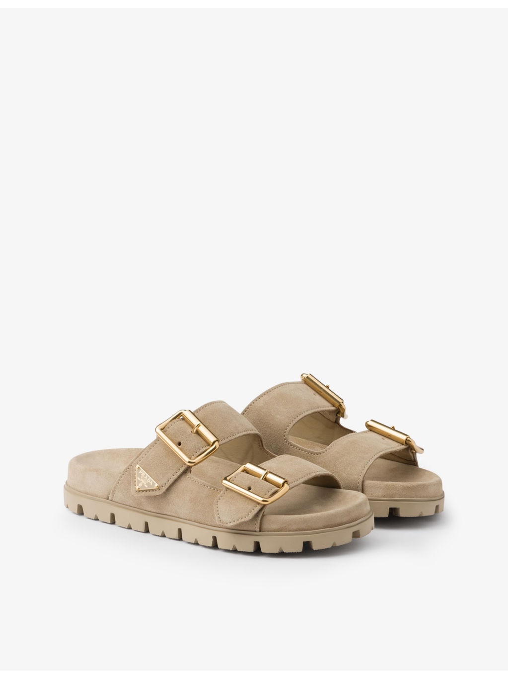 Brand-plaque buckled suede sliders - 3