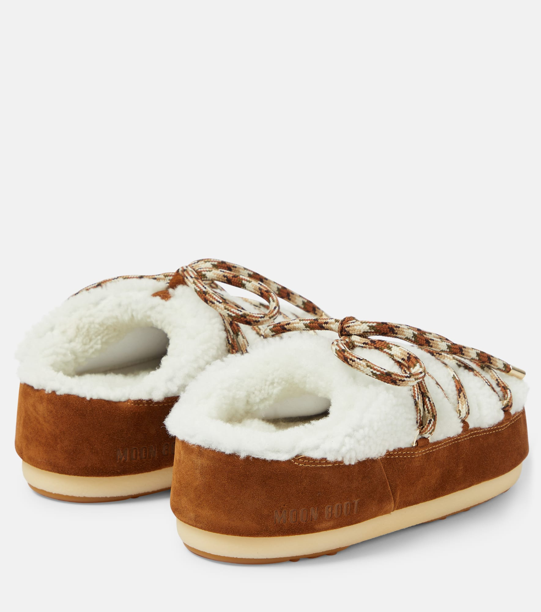 Suede-trimmed shearling mules - 3