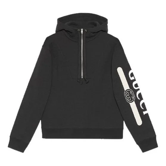 Gucci logo print hooded sweatshirt - 1