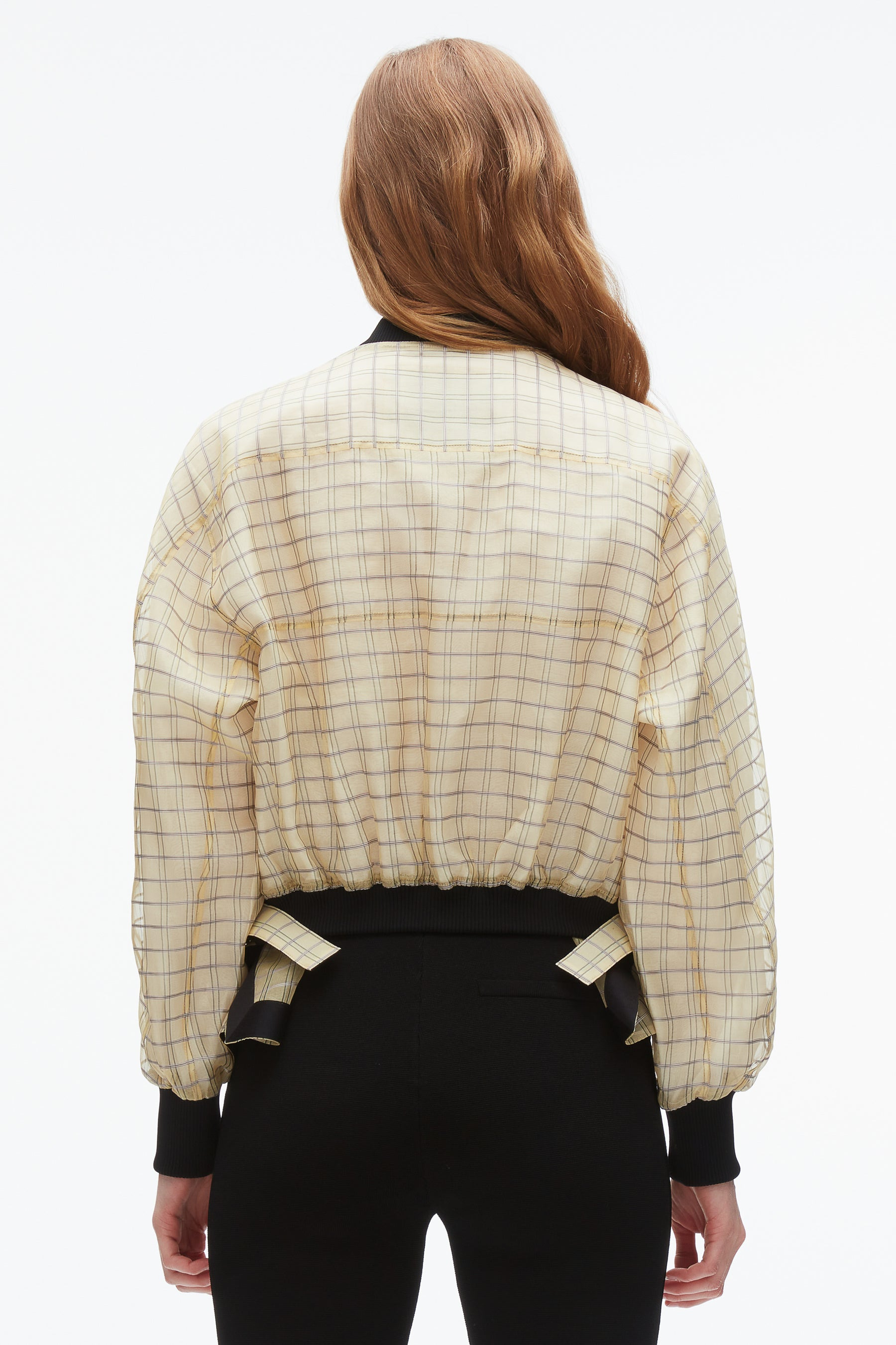 Plaid Organza Bomber Jacket - 5