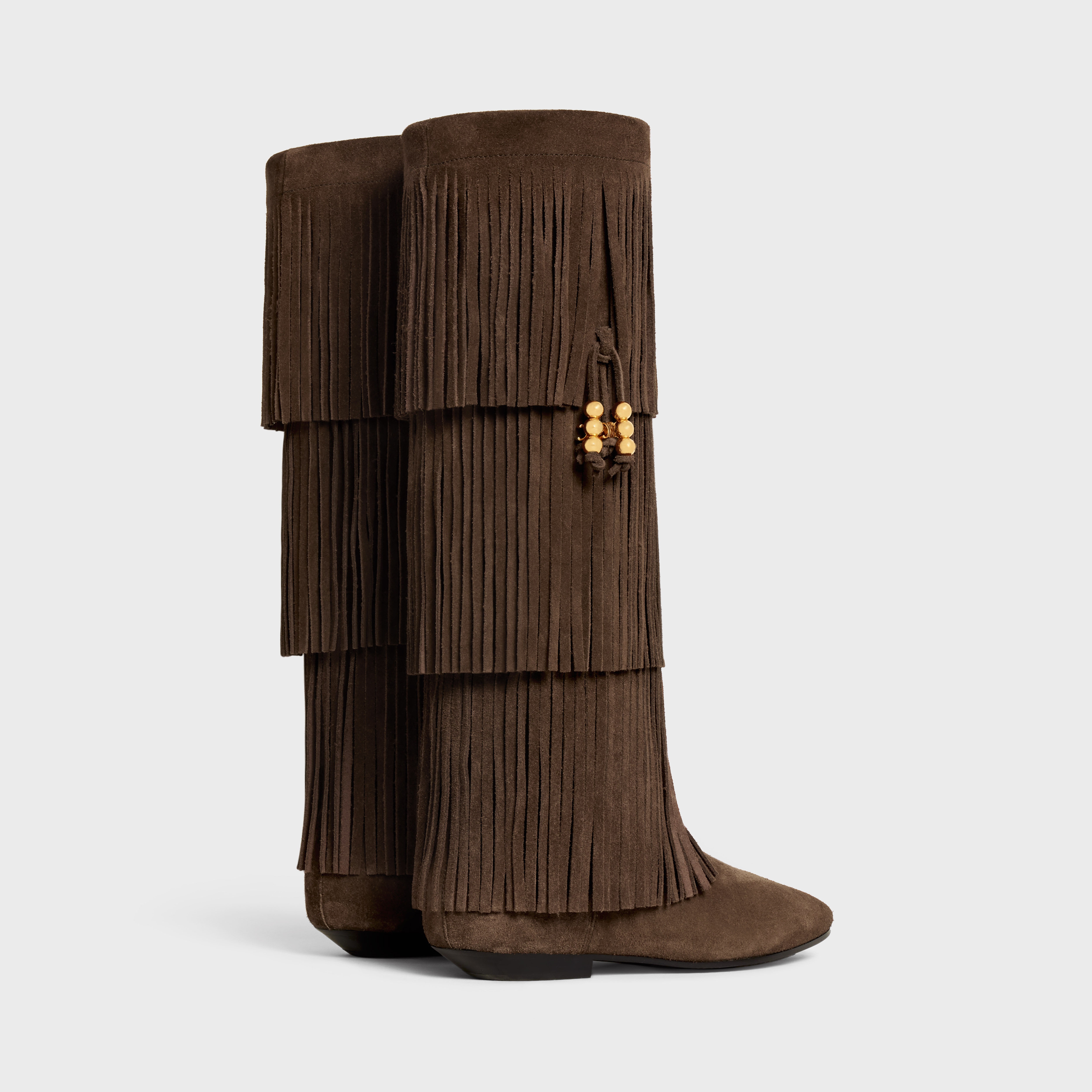 CELINE IRINA HIGH BOOT WITH FRINGES & EMBELLISHED TASSELS in Suede calfskin - 3