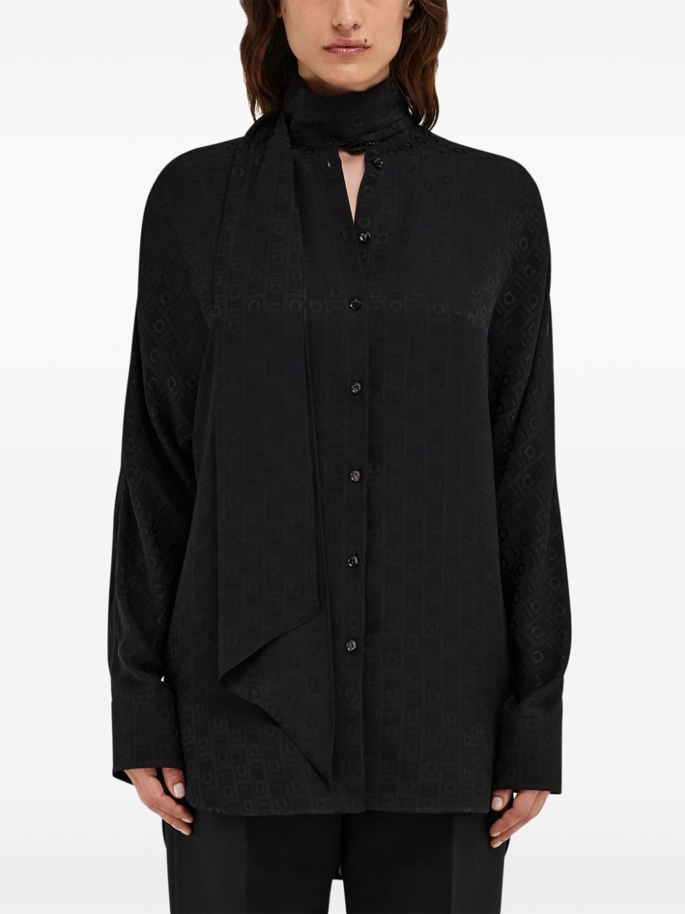 sash-collar silk blouse - 3