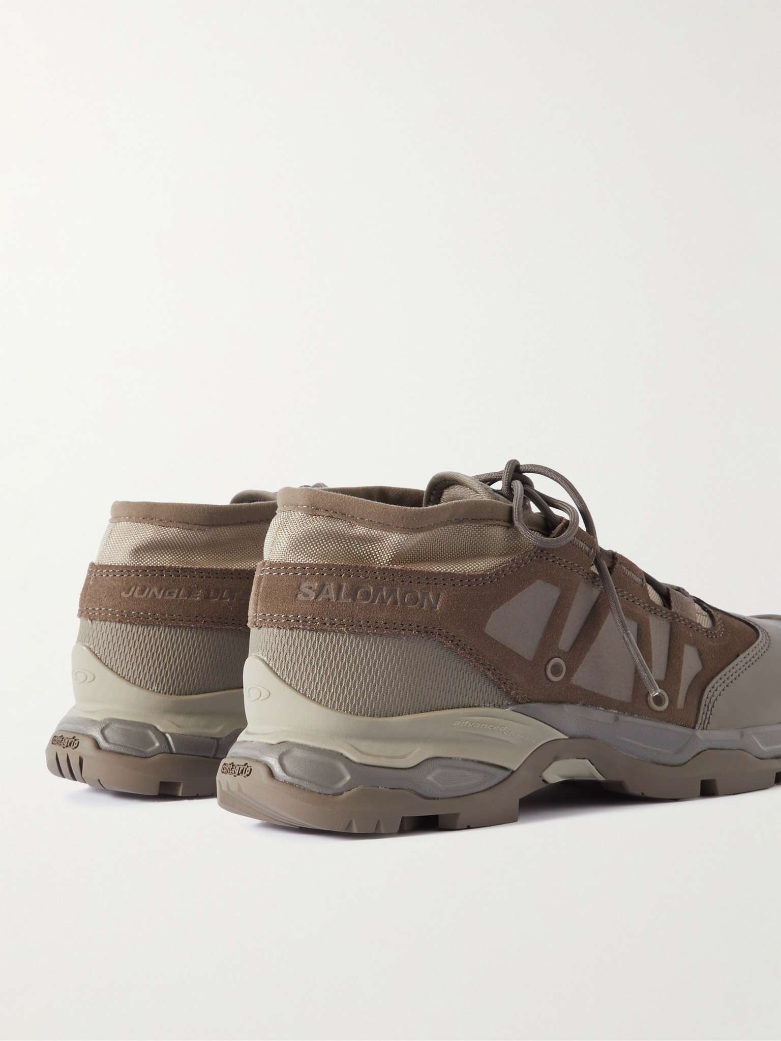 【Salomon】 Jungle Ultraローレザートリムスニーカー Jungle Ultra Low leather-trimmed sneakers in black - Salomon