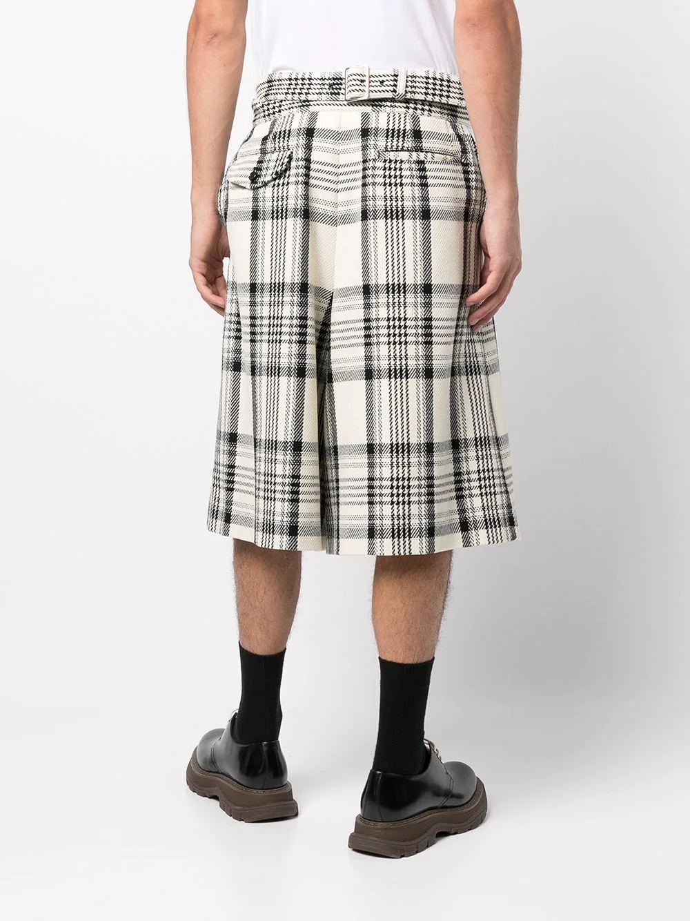 tartan check print short pants - 4