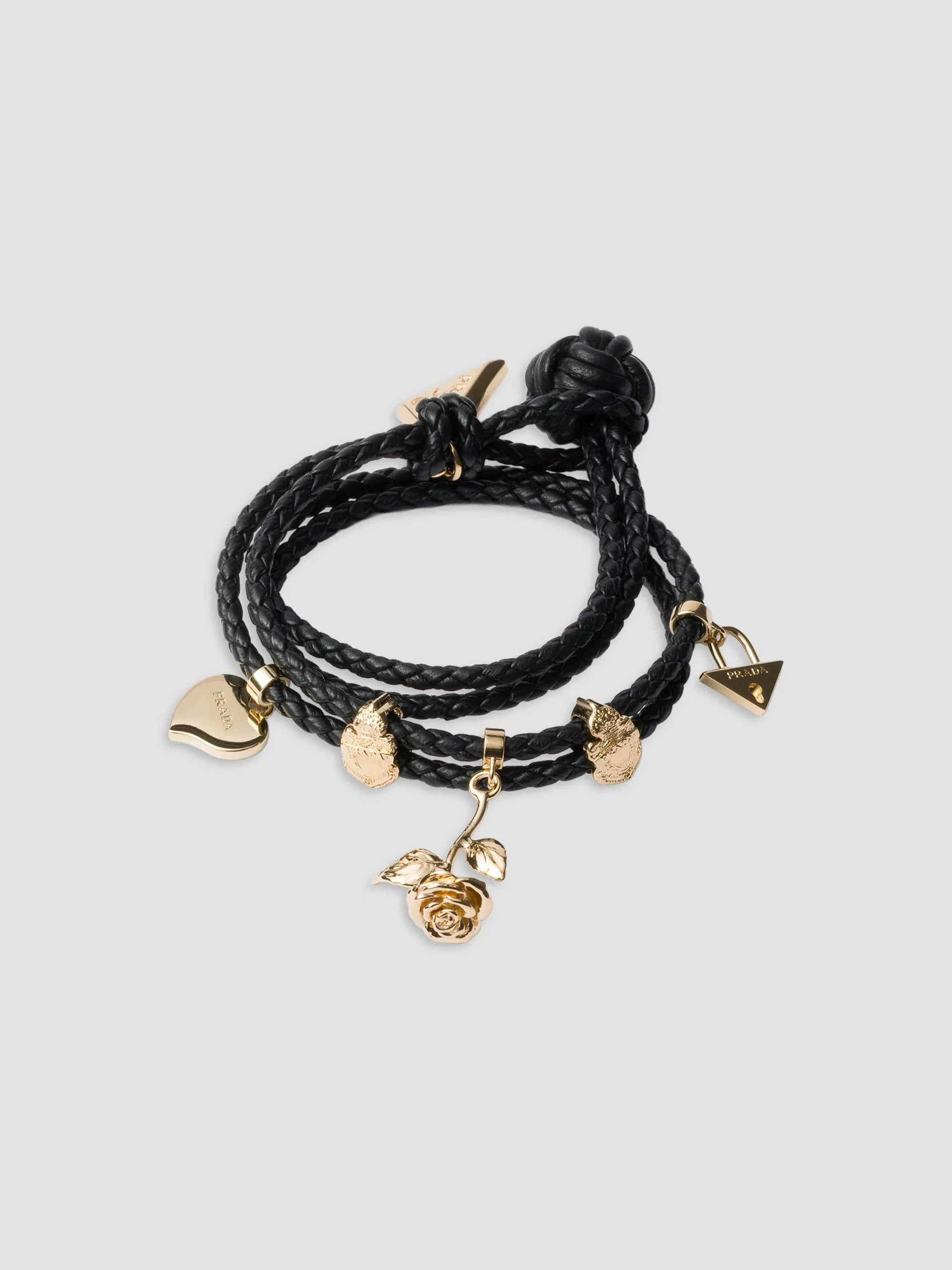 Women's Braided Nappa Leather Bracelet - Black - 1