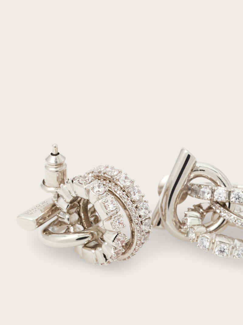 FERRAGAMO Gancini earrings with crystal ring pendant detail outlook