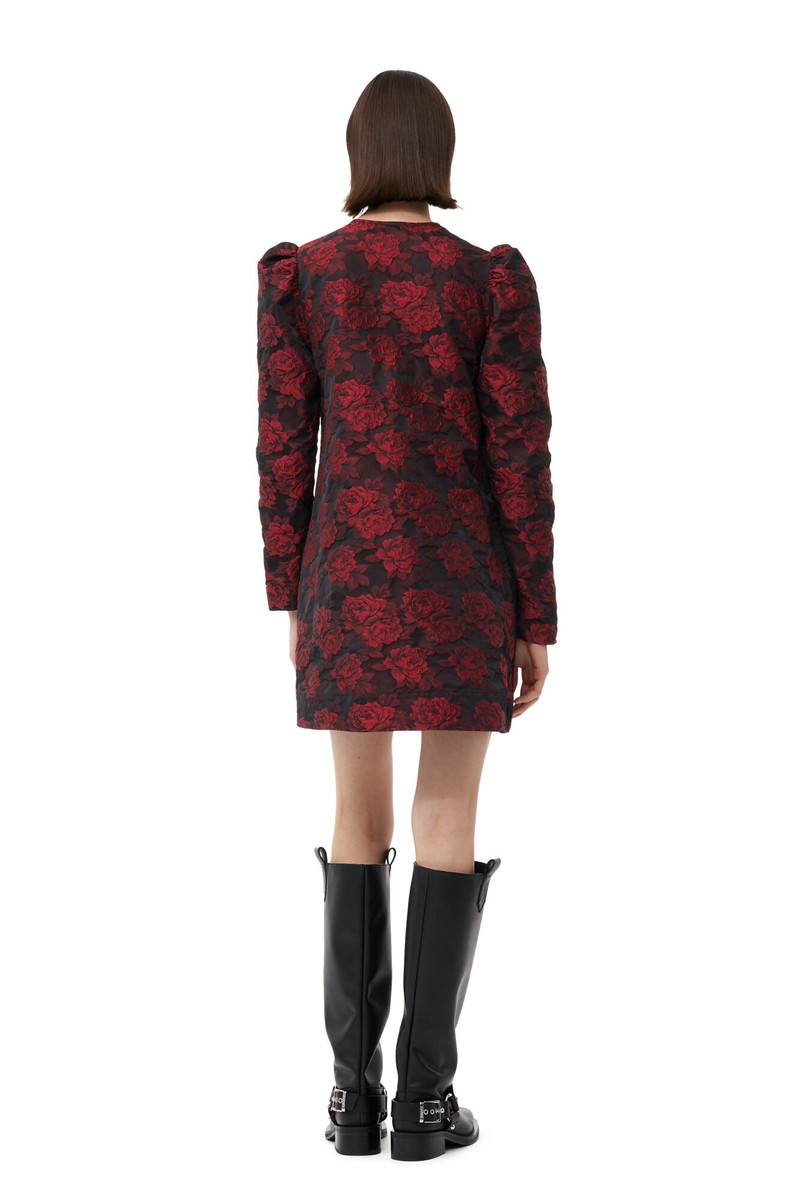 RED BOTANICAL JACQUARD MINI DRESS 3