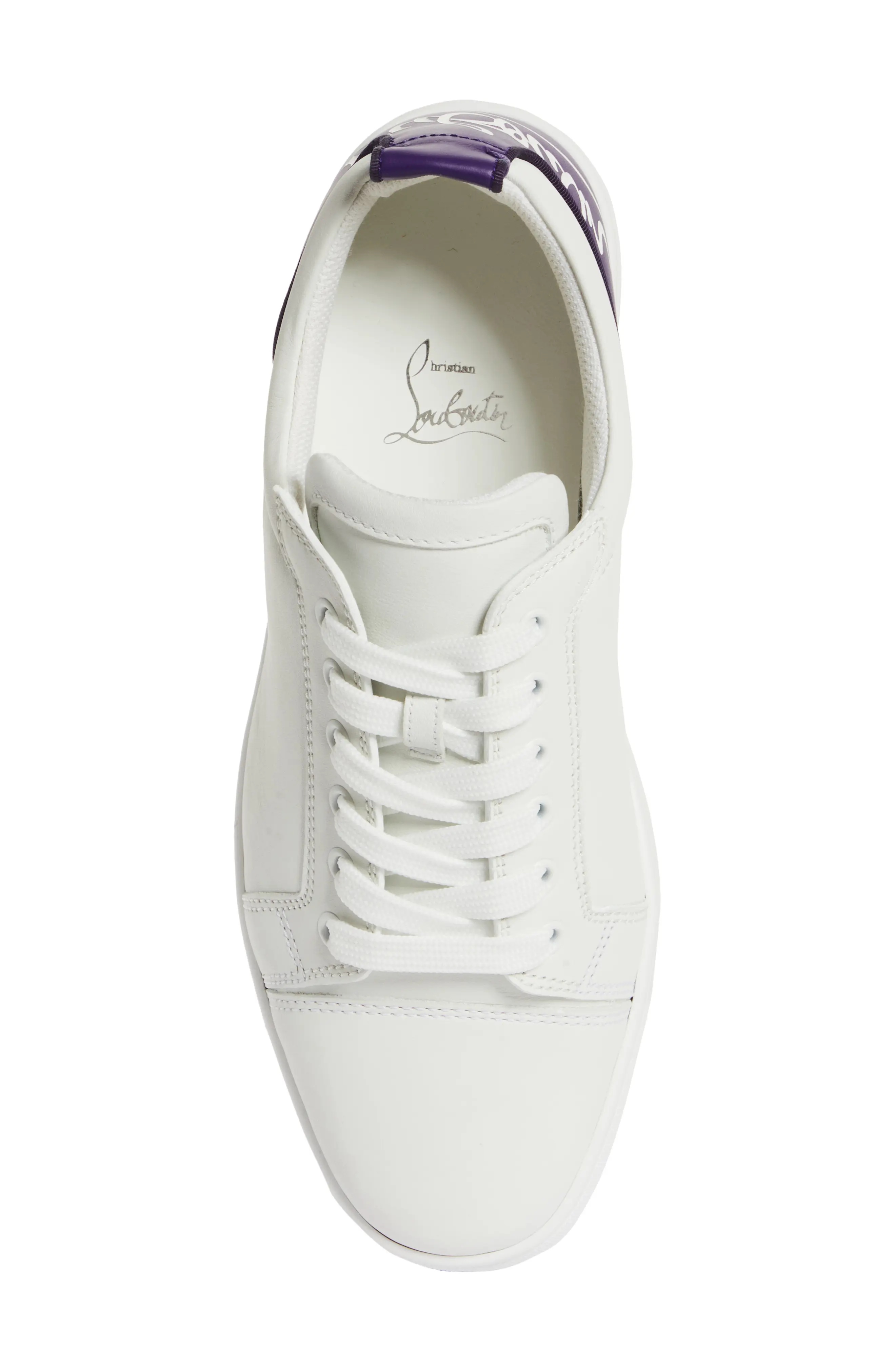 スニーカー Louboutin Louboutin Sneakers Men Leather White/Jacaranda Christian Louboutin Fun Louis Sneaker in White/Jacaranda