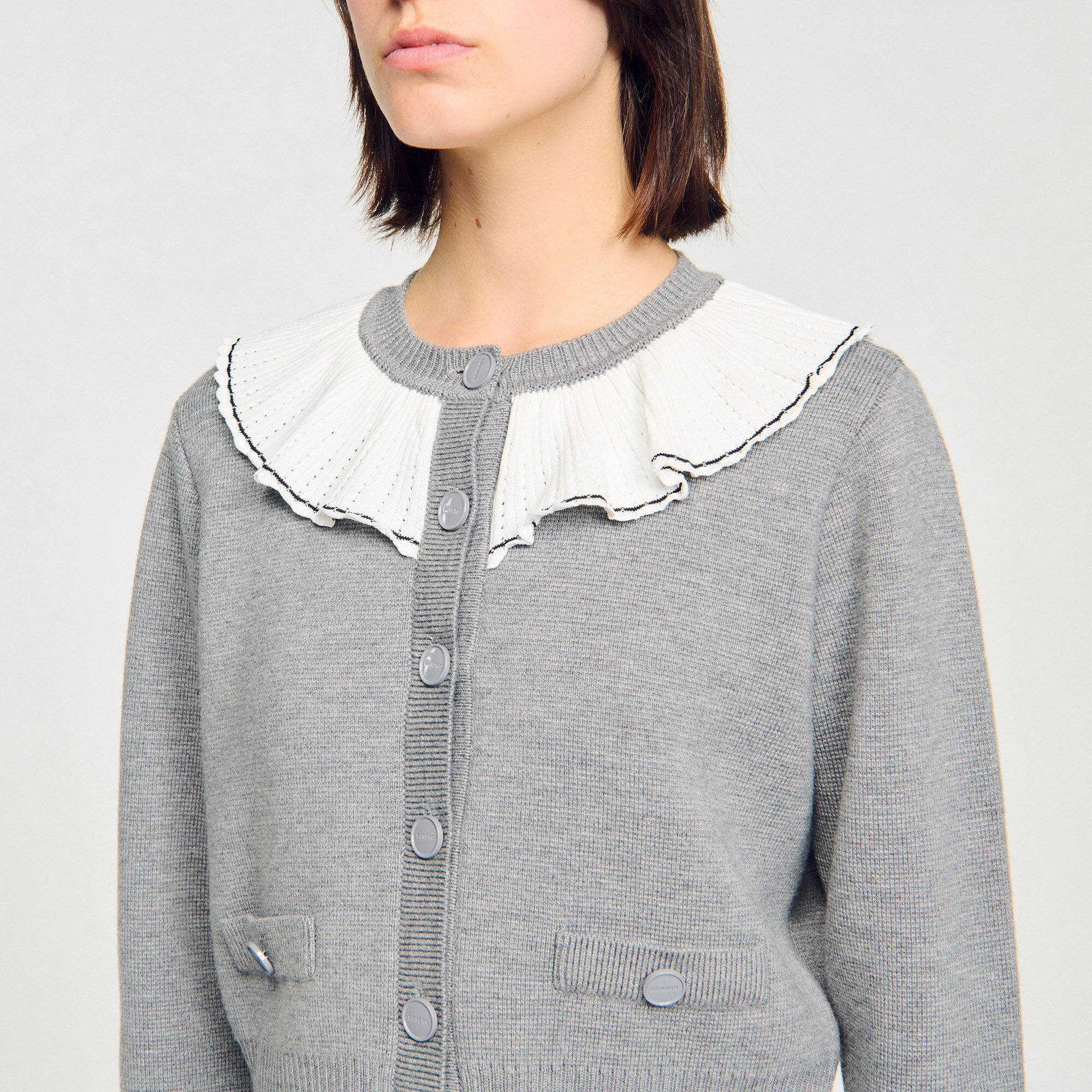 CARDIGAN WITH CONTRAST COLLAR - 3