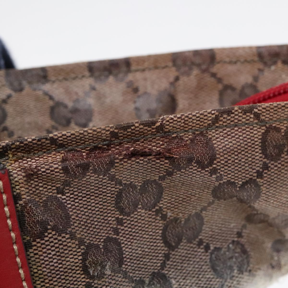 GUCCI GG Crystal Sherry Line Tote Bag Gold Red Navy - 4