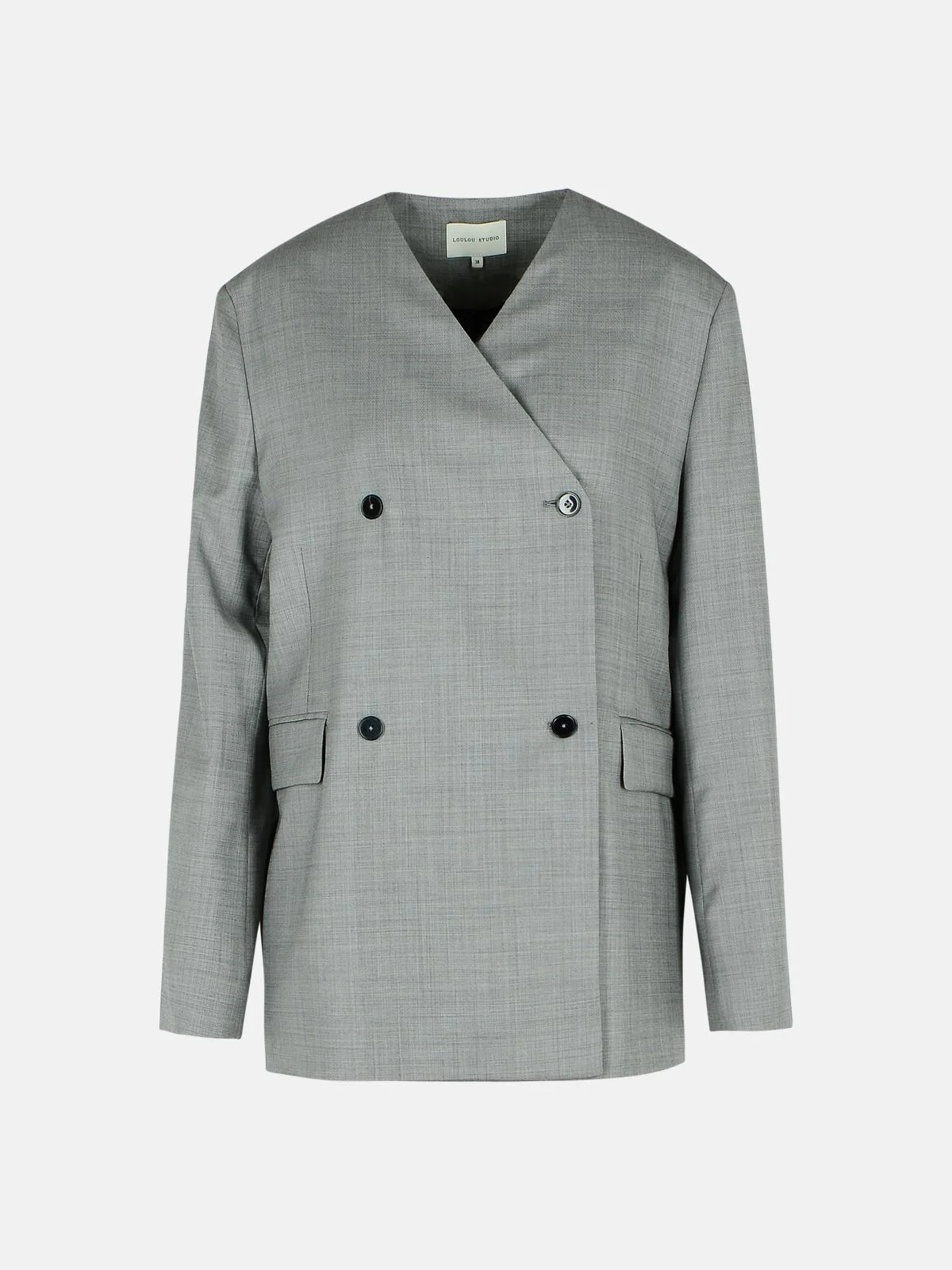 'ALTAIR' GREY VIRGIN WOOL BLAZER - 1