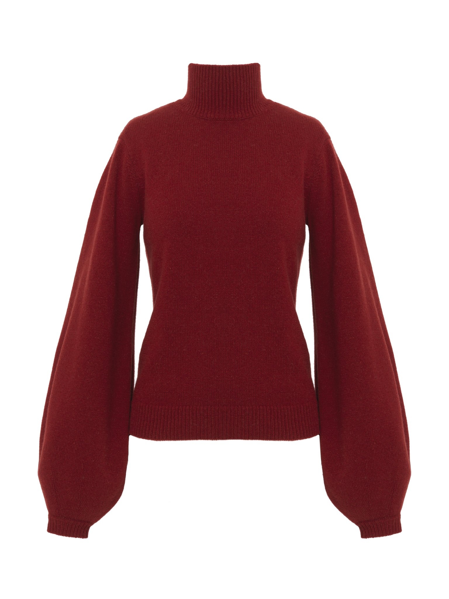 BALLOON-SLEEVE HIGH-NECK SWEATER - 1