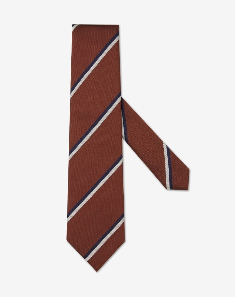 Regimental rusty brown silk tie 1