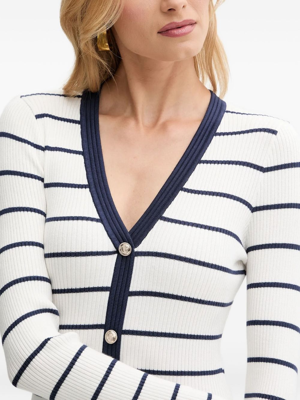 striped button-front midi dress - 3