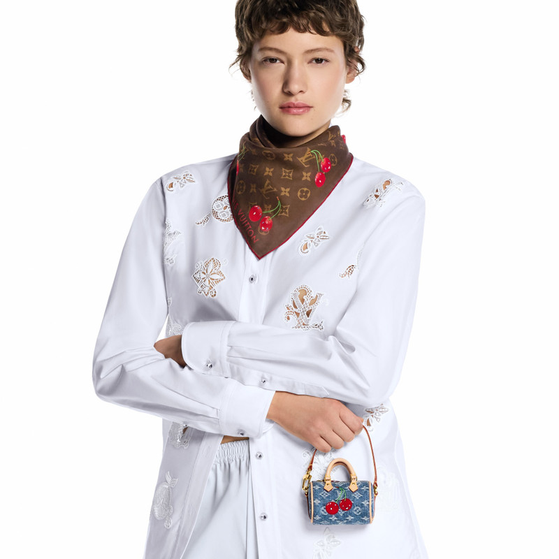 LV x TM Micro Speedy Denim Cerise Bag Charm 5