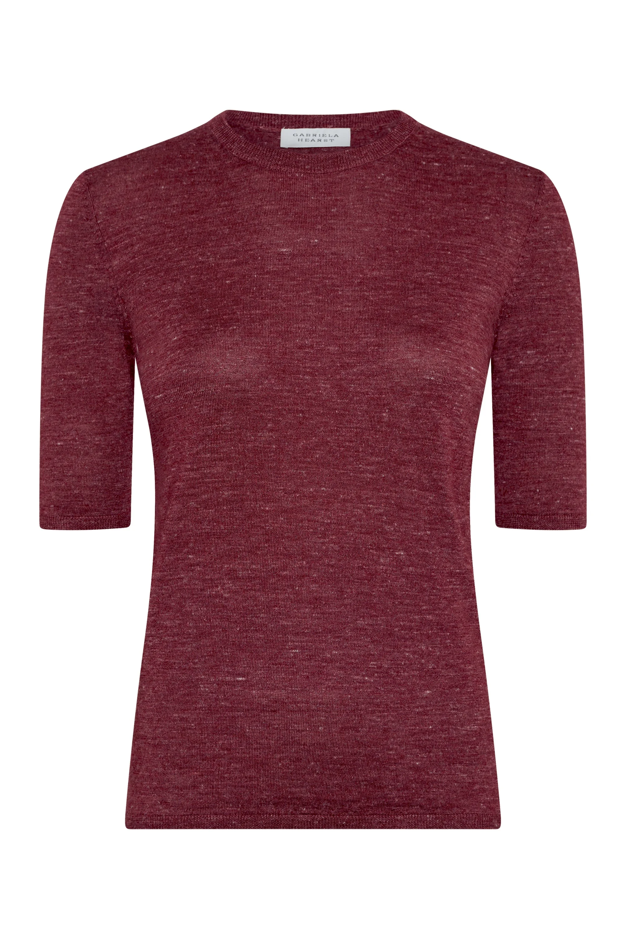 Chryse Knit T-Shirt in Bordeaux Cashmere Silk with Hemp - 1
