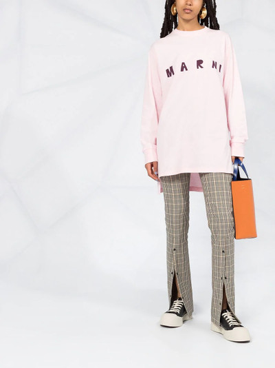 Marni logo print high-low hem sweatshirt outlook