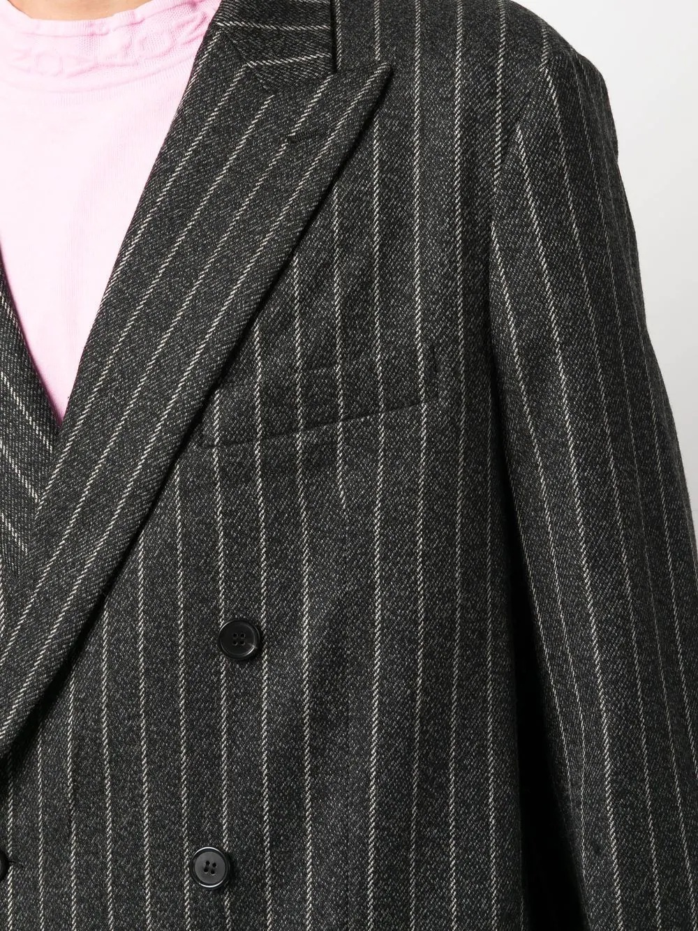 double-breasted pinstriped blazer - 5