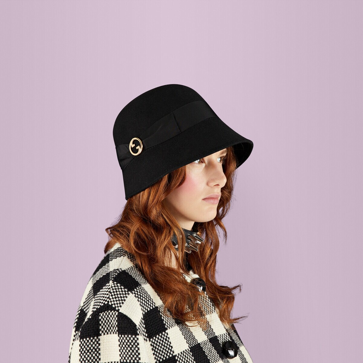 Felt bucket hat with Round Interlocking G - 3