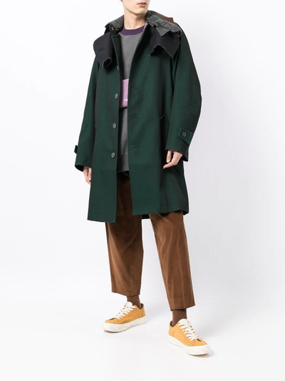 Kolor asymmetric colour-blocked button-up coat outlook