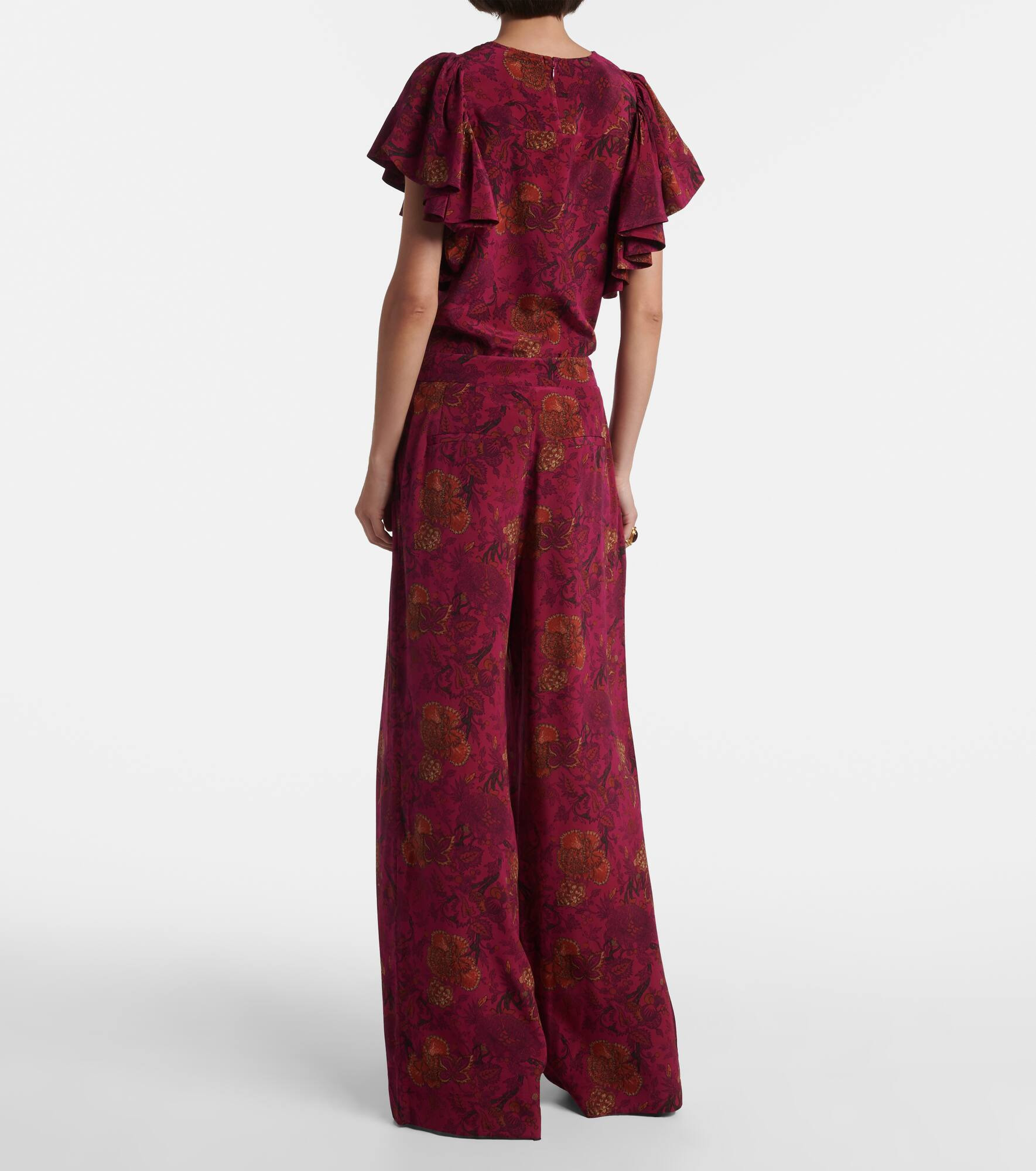Aviva silk crêpe de chine wide-leg pants - 3