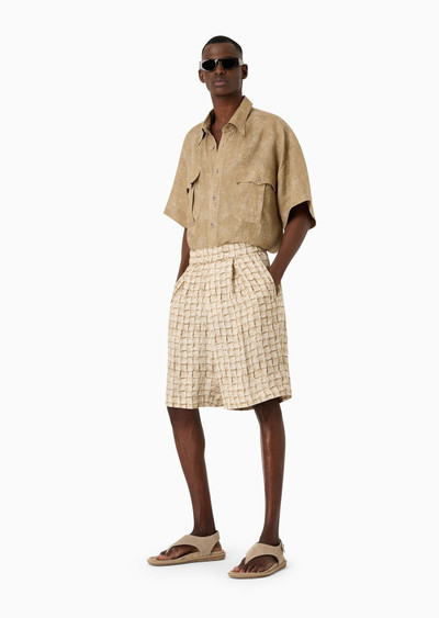 GIORGIO ARMANI Printed cupro one-pleat Bermuda shorts outlook