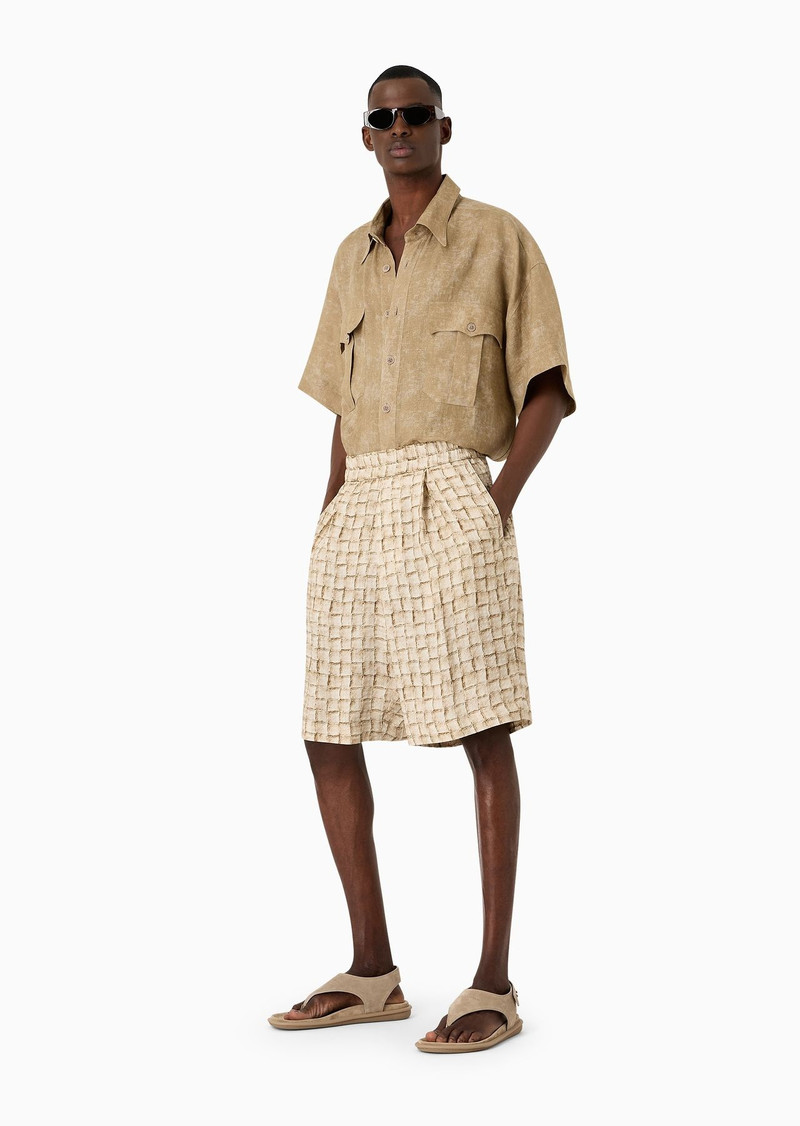 GIORGIO ARMANI Printed cupro one-pleat Bermuda shorts outlook