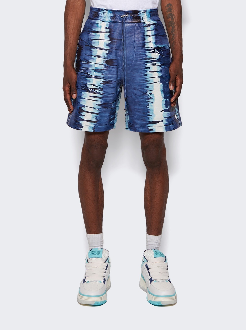 Leather Tie Dye Shorts Blue - 3