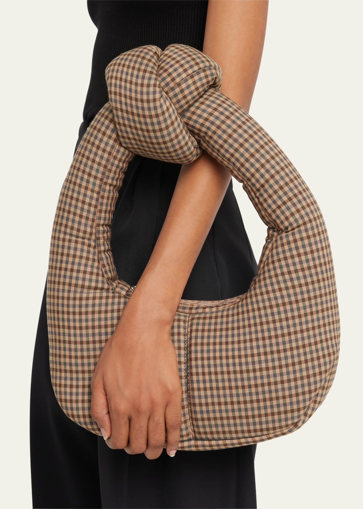 Mia Gingham Knot Top-Handle Bag - 2