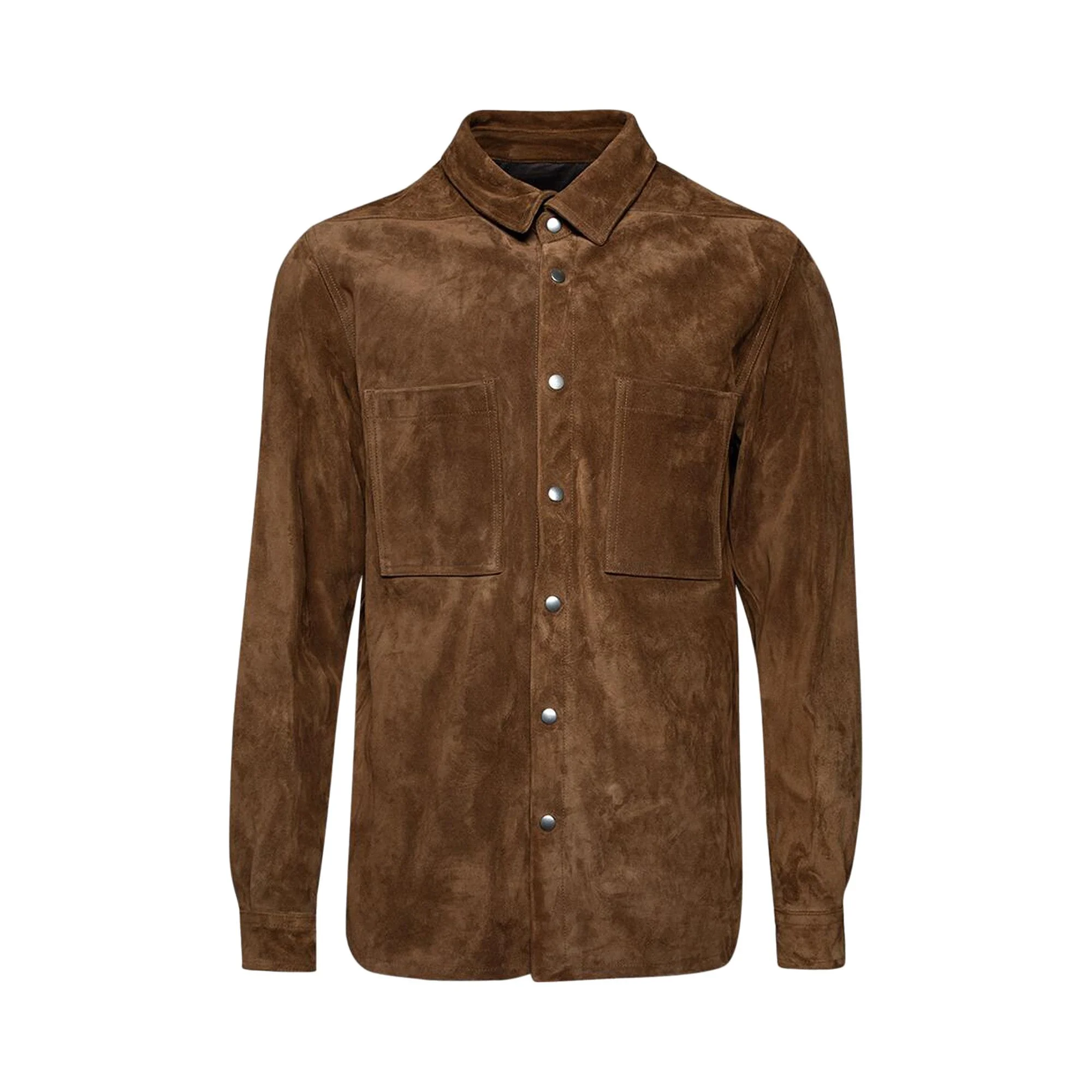 Rick Owens Suede Outershirt 'Chestnut' - 1