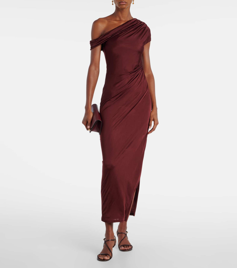 GALVAN Asymmetric draped jersey maxi dress outlook