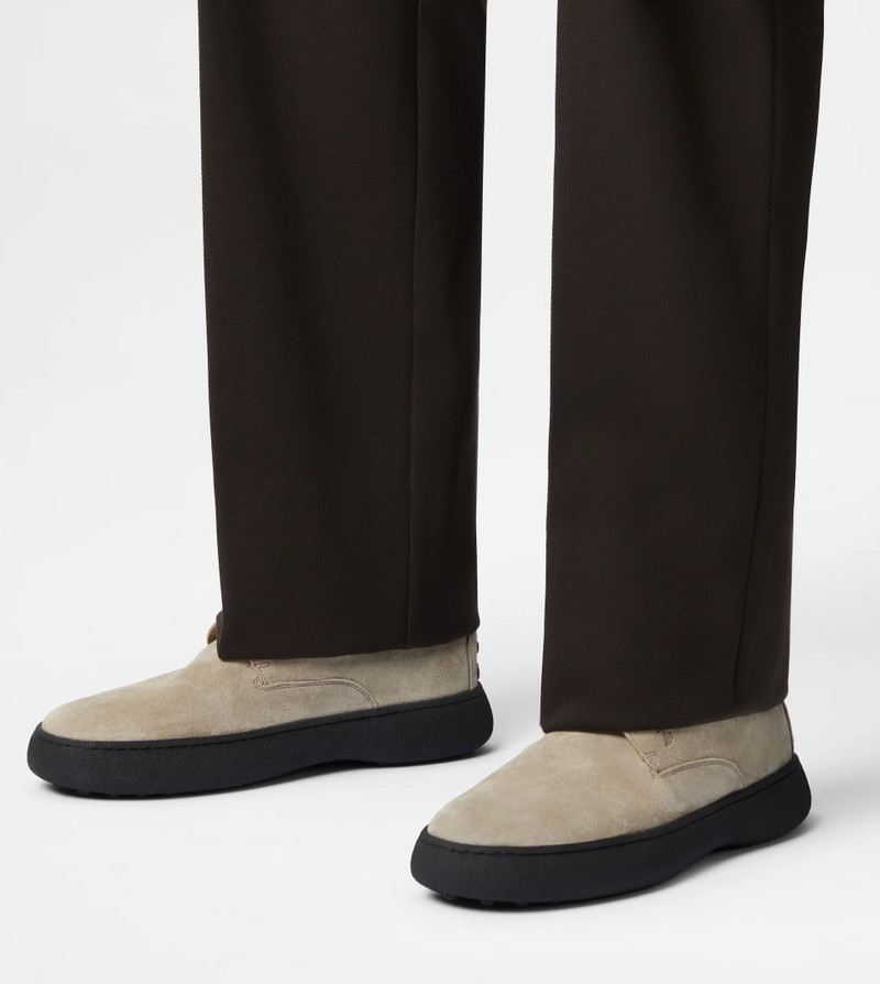 TOD'S W. G. LACE-UP ANKLE BOOTS IN SUEDE - BEIGE 7