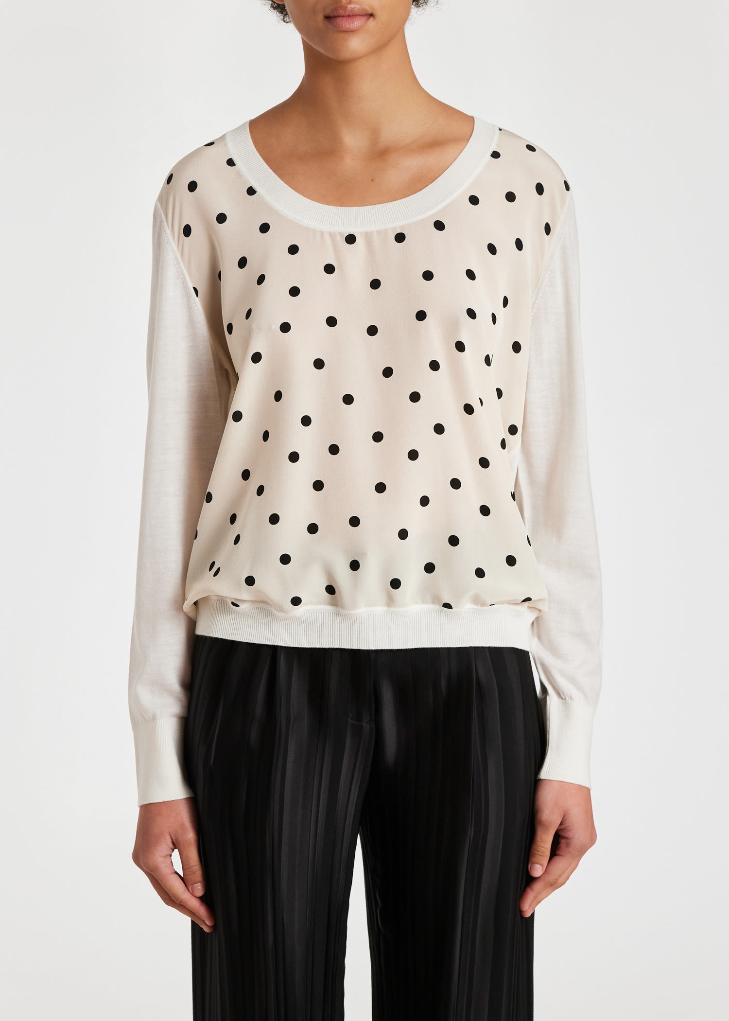 Silk Front Polka Dot Sweater - 3