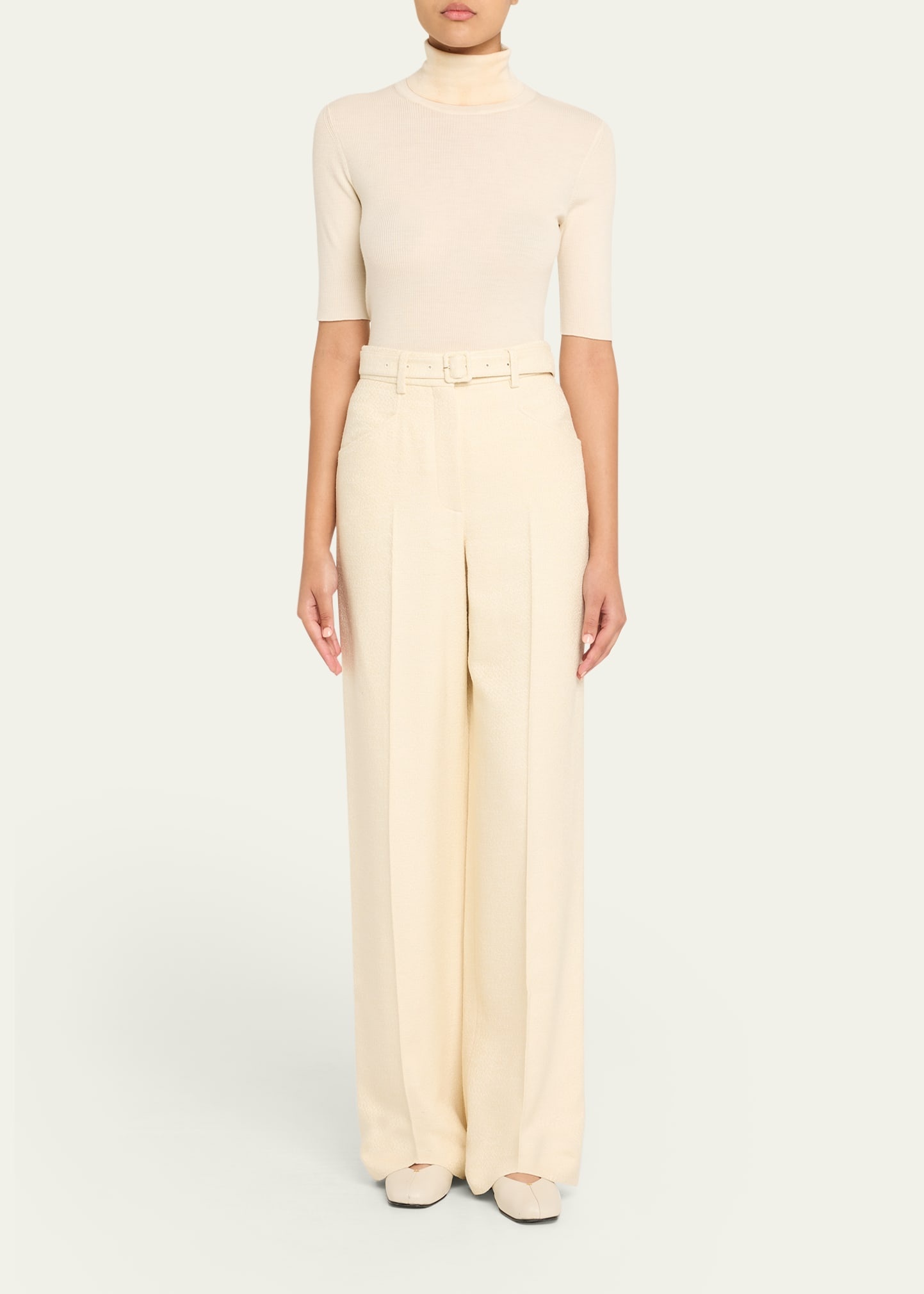 Norman Textured Silk Straight-Leg Pants With Belt - 2