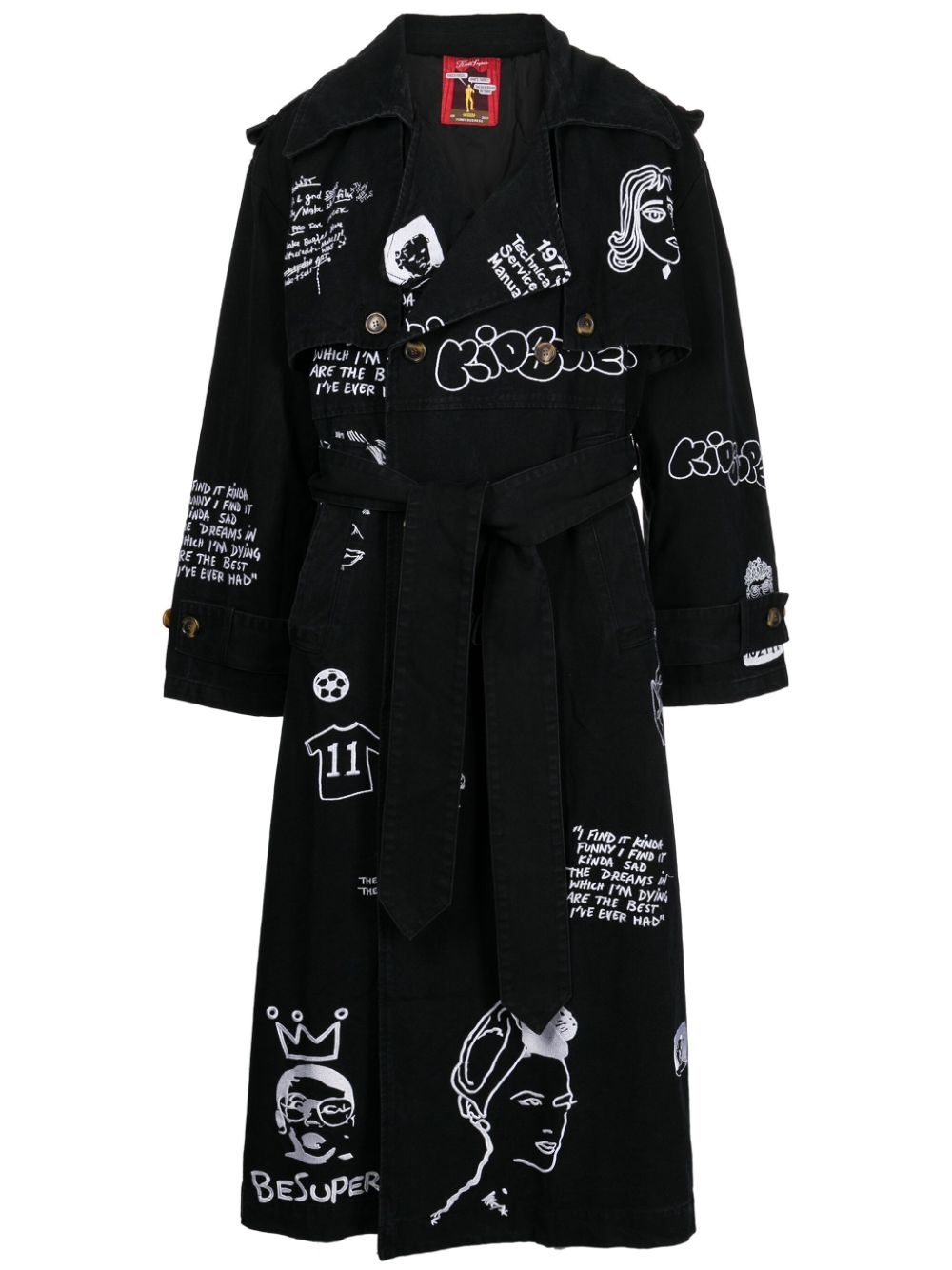 embroidered cotton trench coat - 1