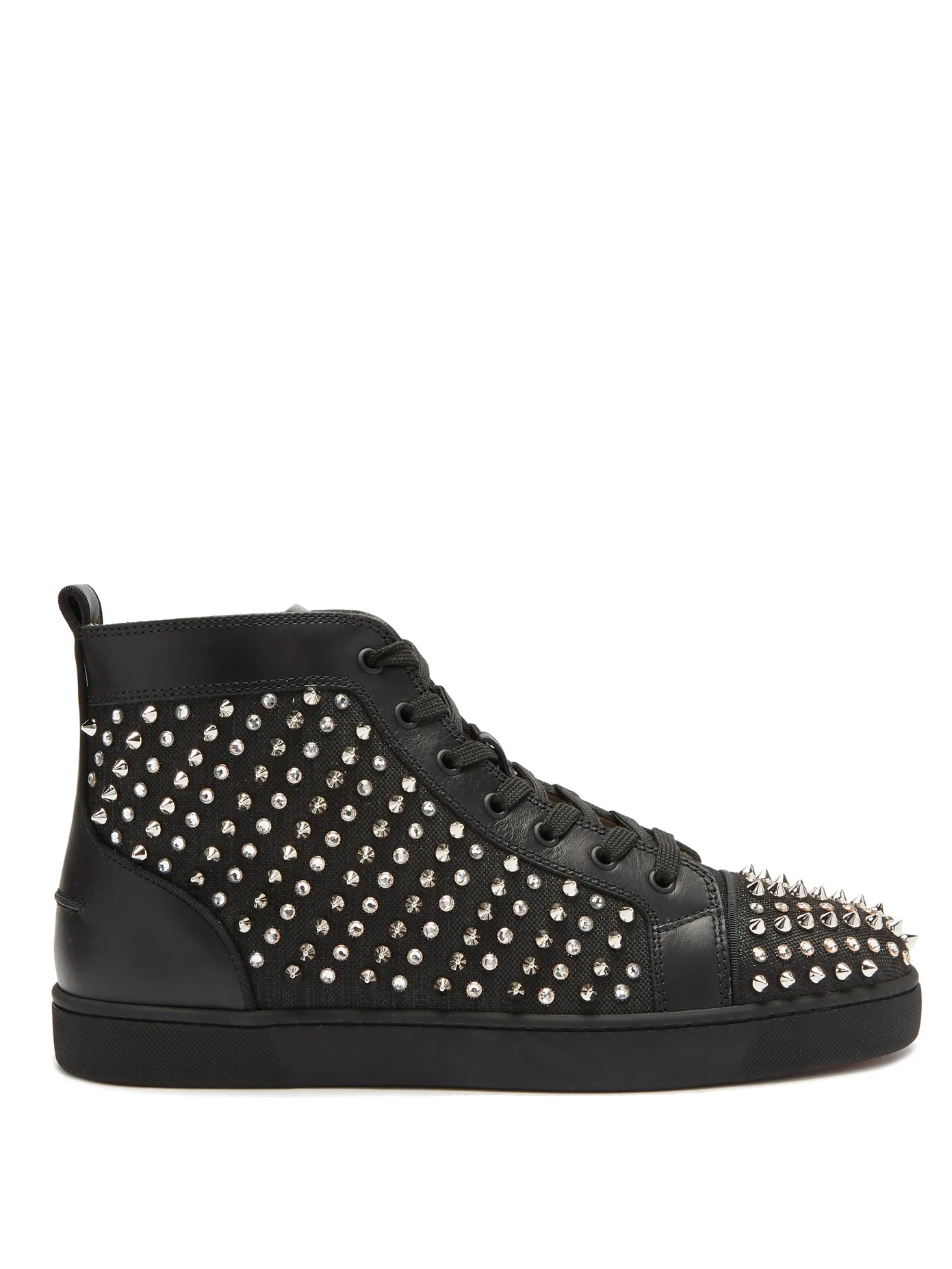 Louis spiked leather-trimmed high-top trainers - 1