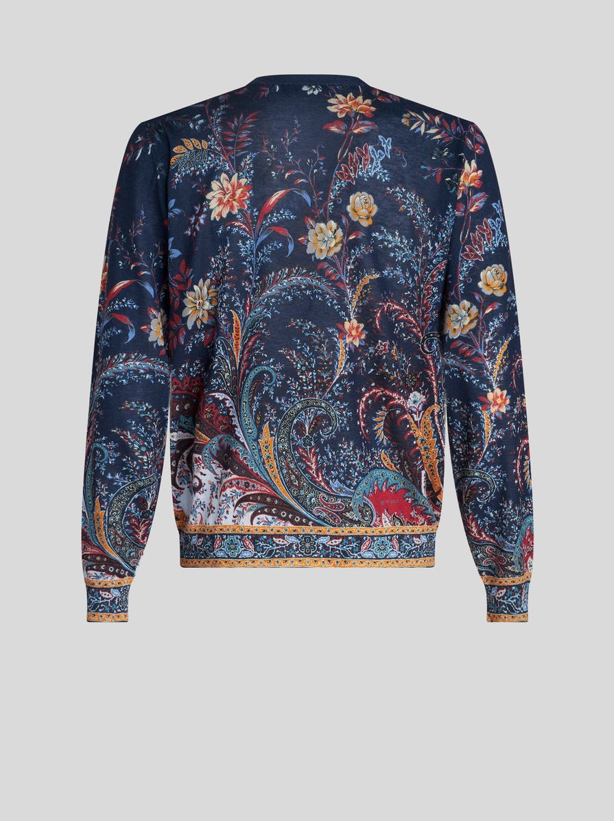 FLORAL PAISLEY SILK AND CASHMERE SWEATER - 6