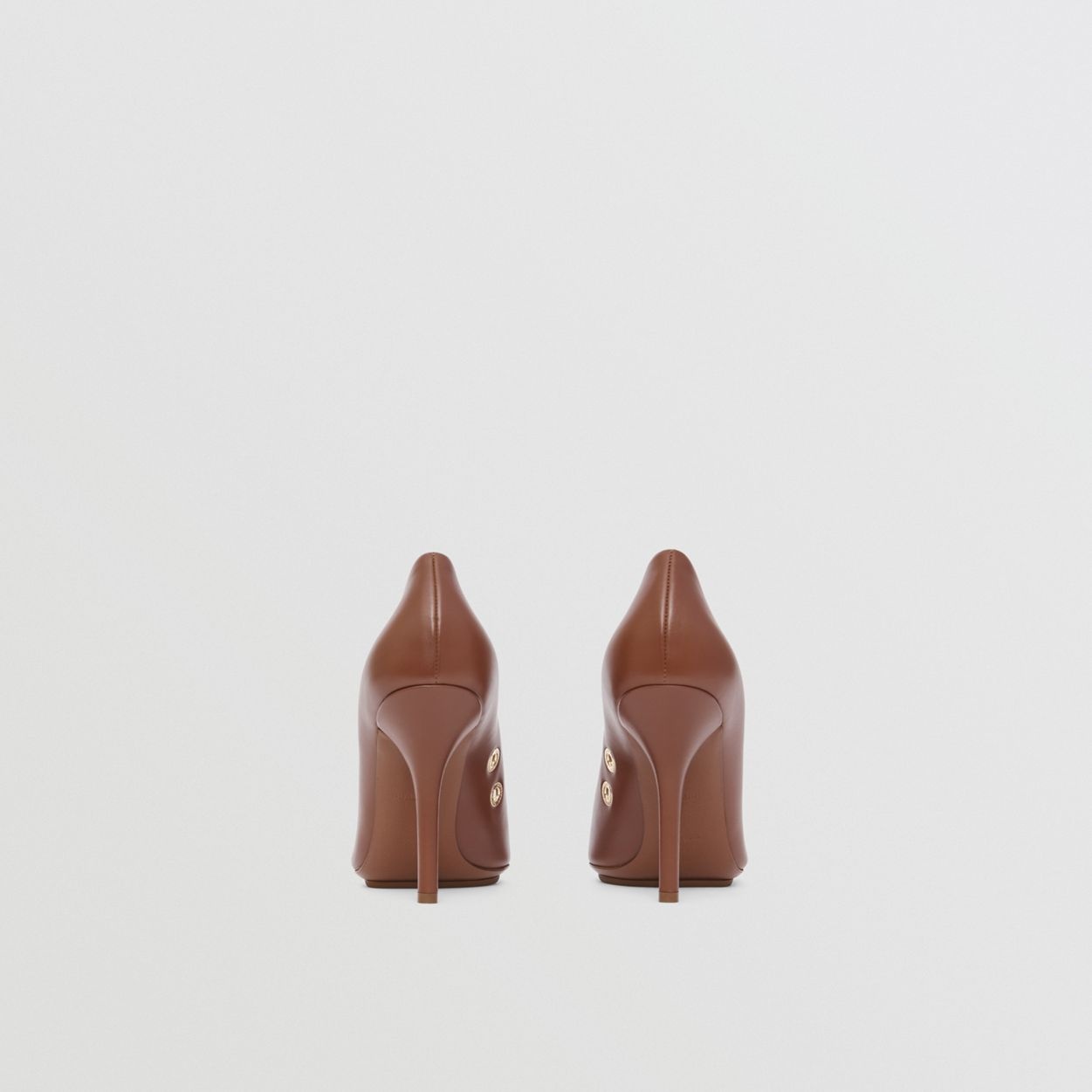 Eyelet Detail Leather Point-toe Pumps - 5