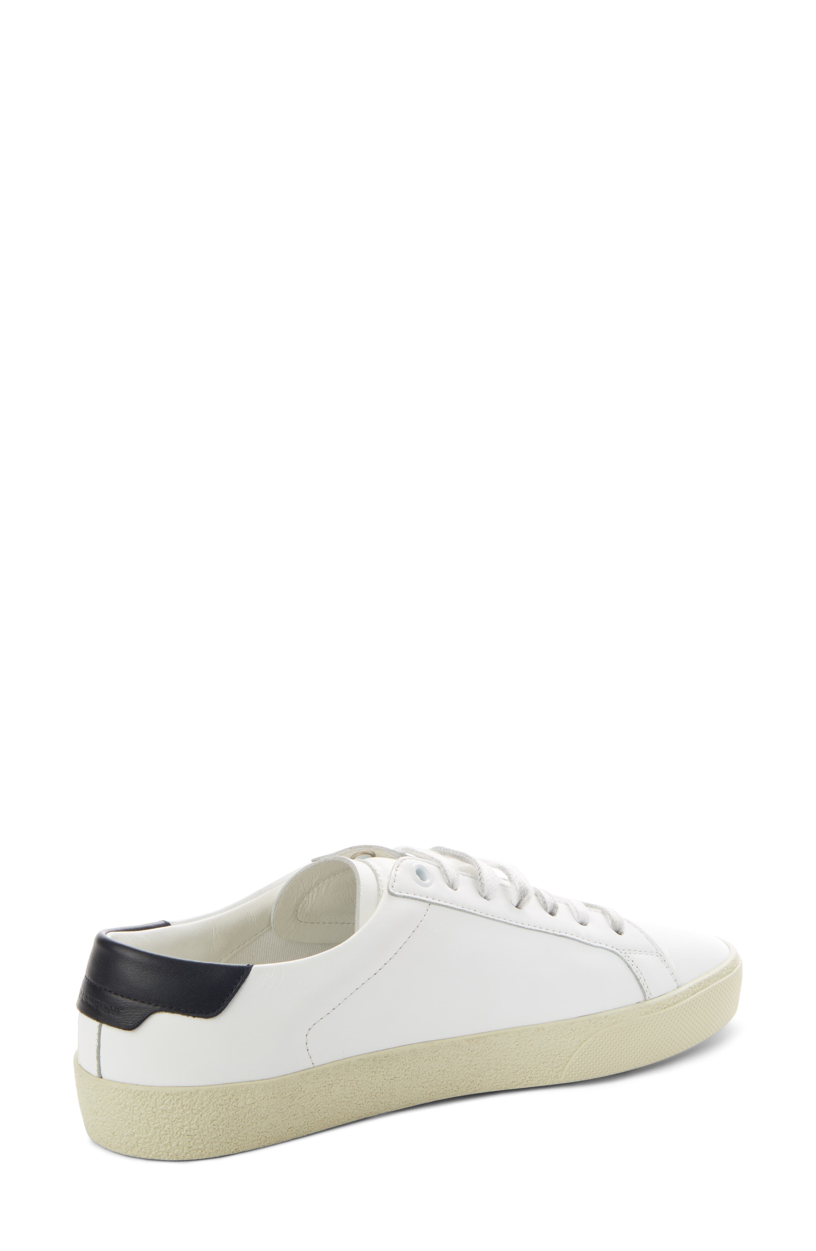 Saint Laurent Court Classic Low Top Sneaker in White/Black at Nordstrom - 2