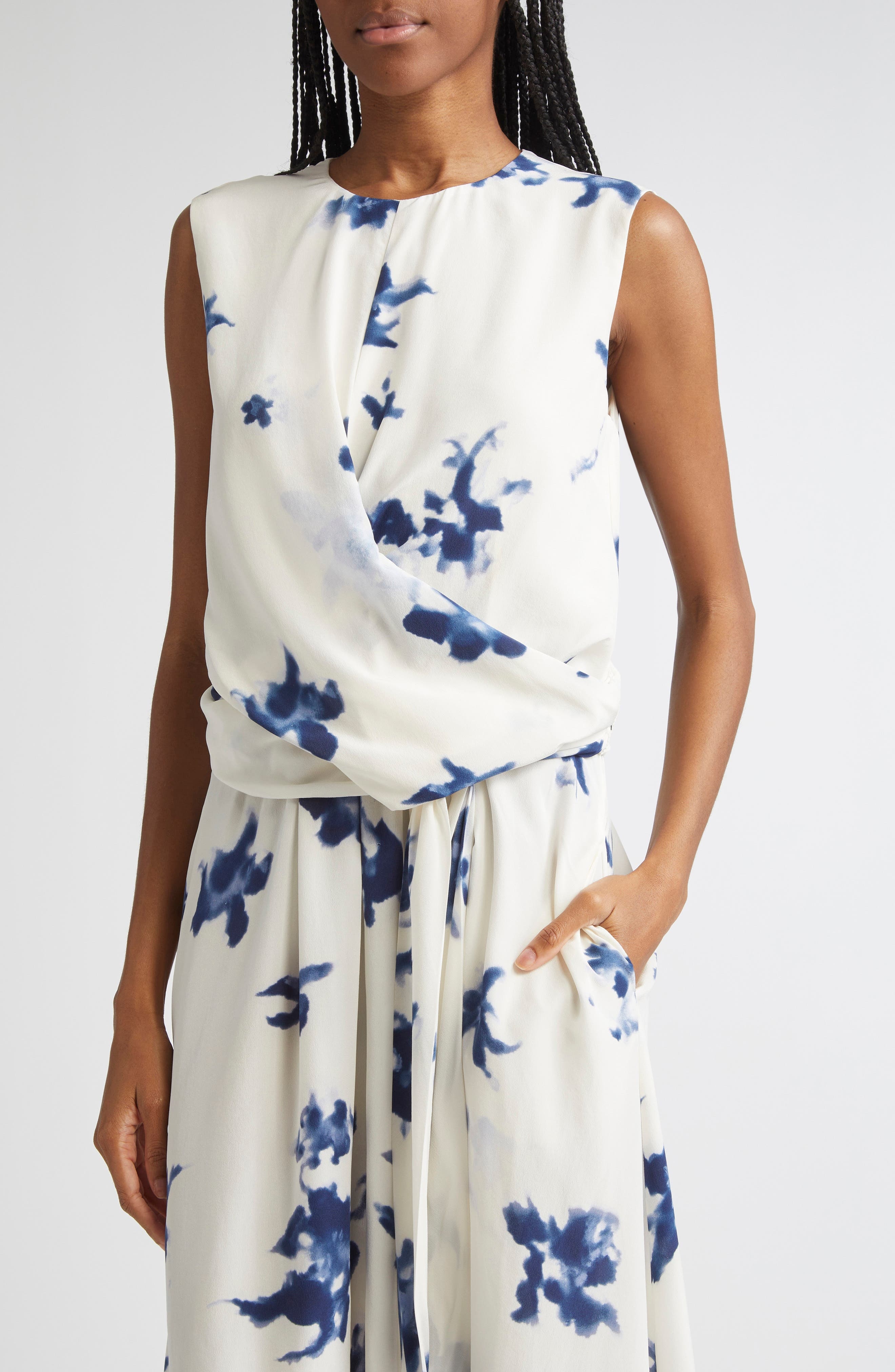 Altuzarra Penny Floral Print Silk High-Low Maxi Dress in Berry Blue Flowers at Nordstrom - 4