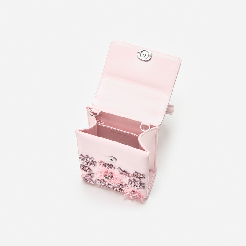 self-portrait Pink Satin Floral Crystal Mini Bag outlook