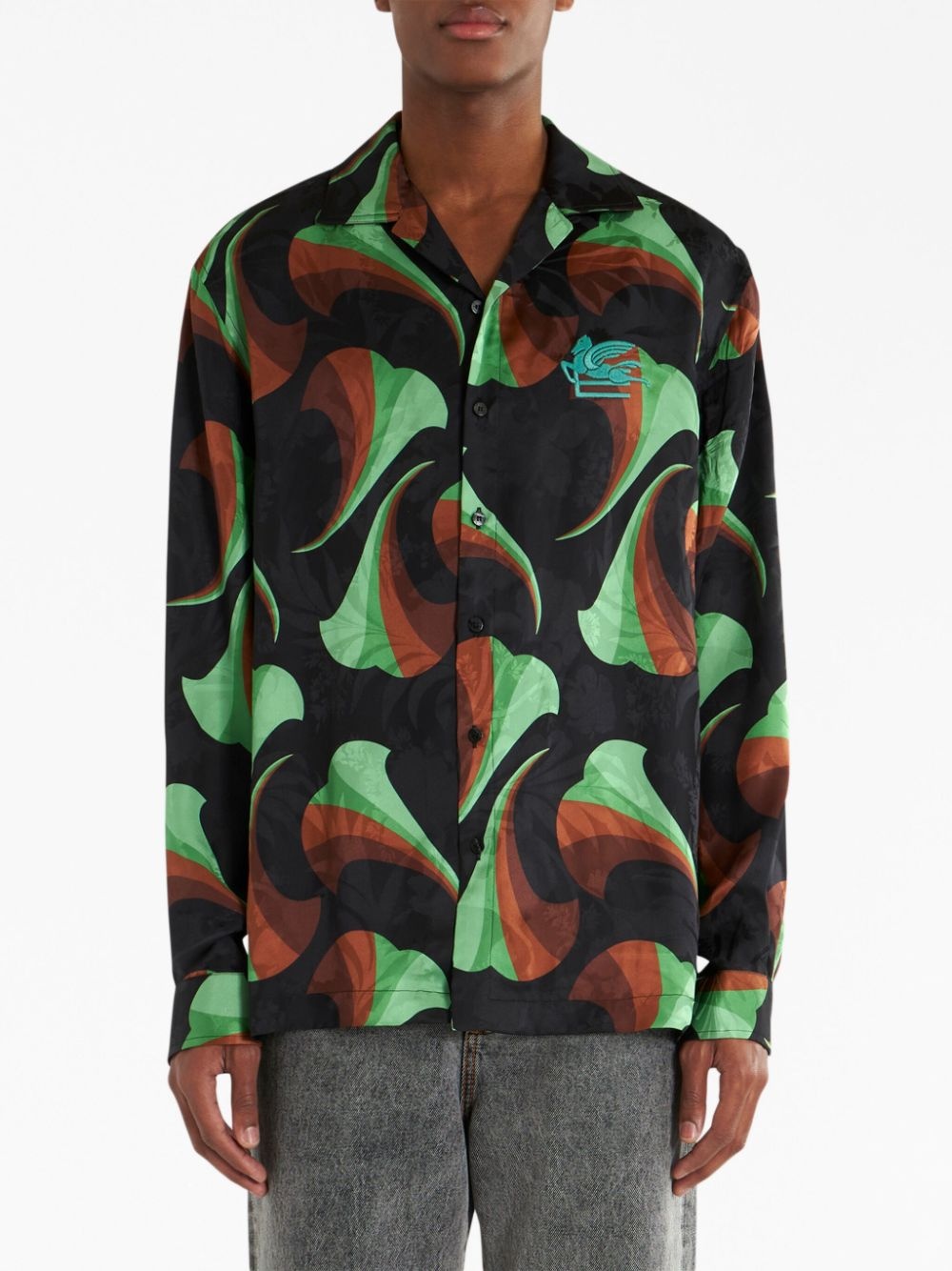 floral-print silk bowling shirt - 2