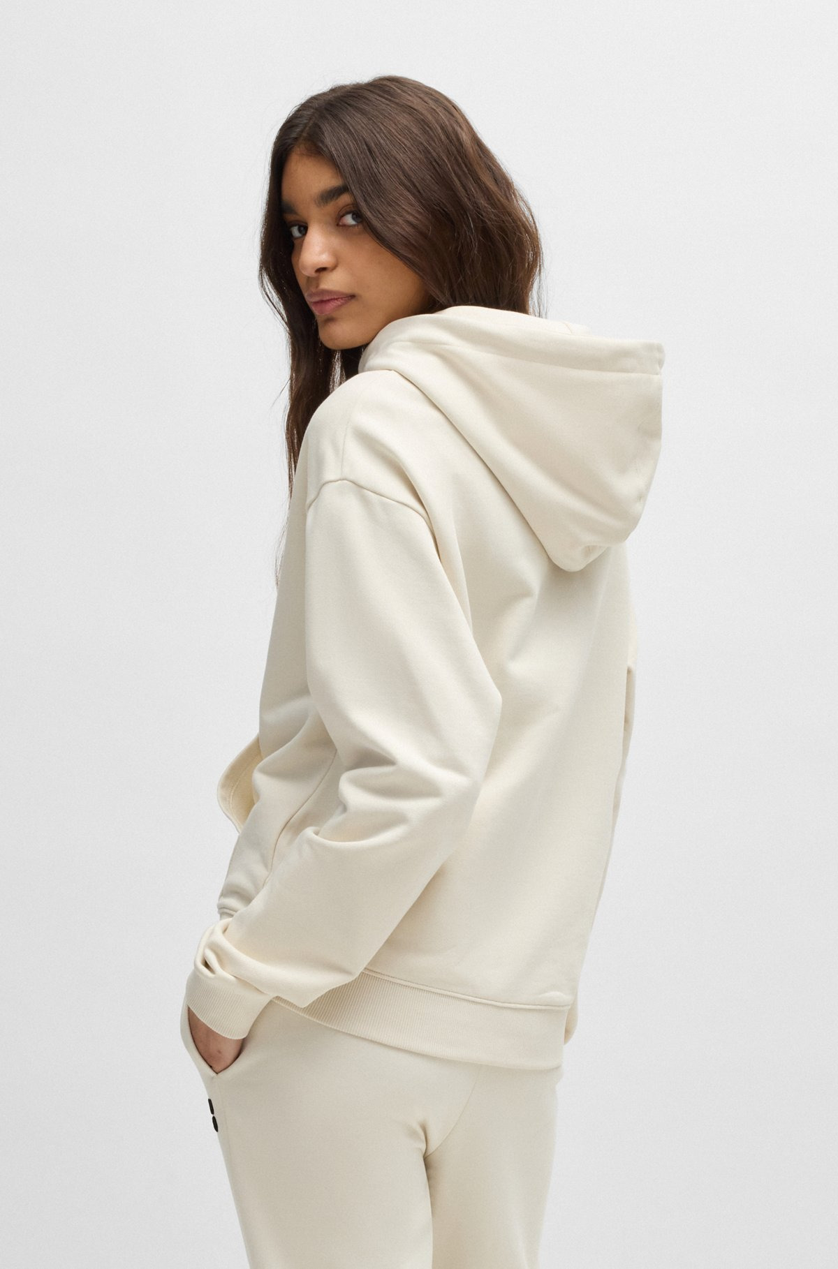 COTTON-TERRY ZIP-UP HOODIE WITH STACKED LOGO - 4