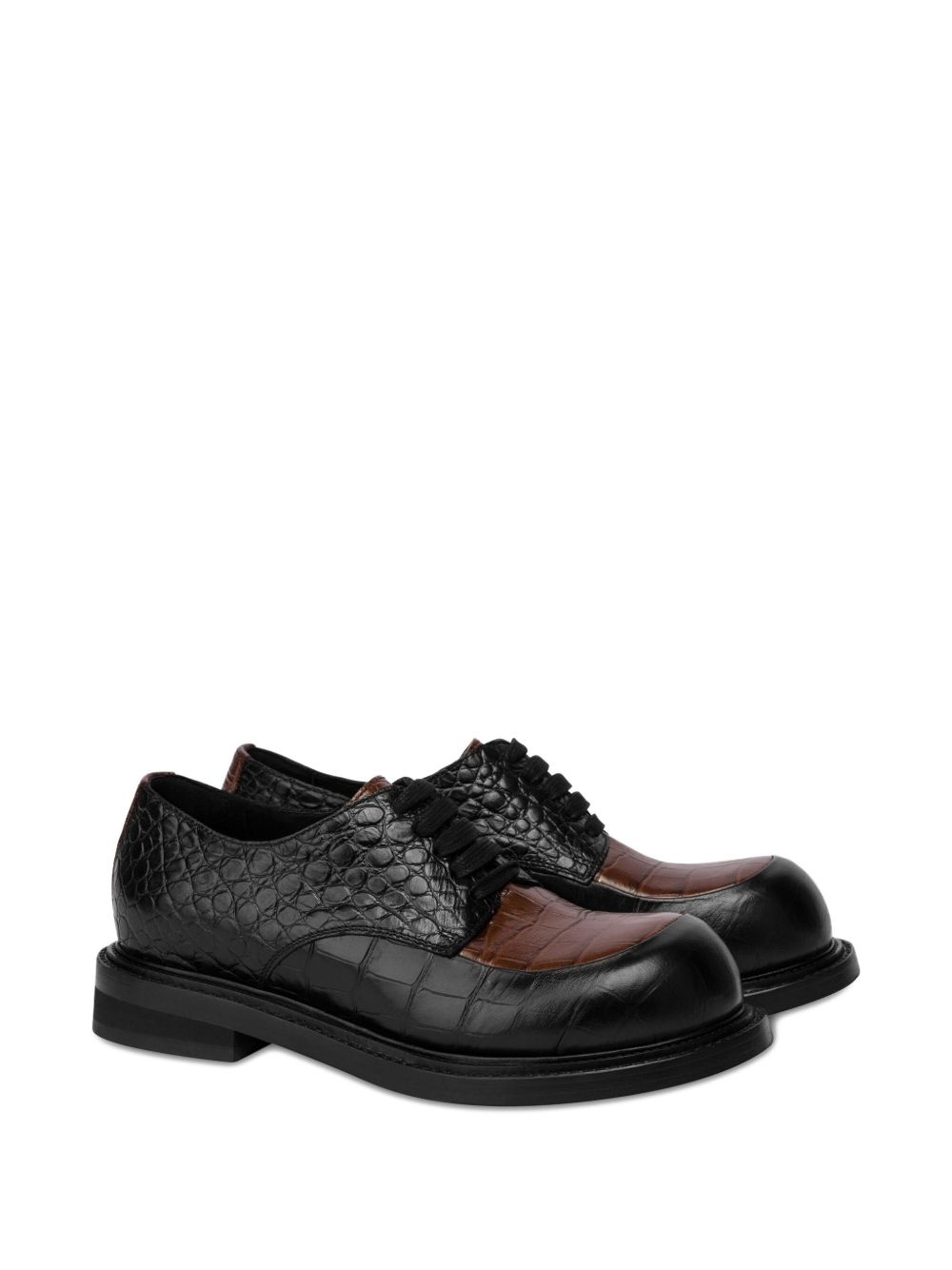 crocodile-embossed derby shoes - 2